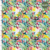 Digitally Printed Fabric with Watercolor Flower and Leaf Pattern